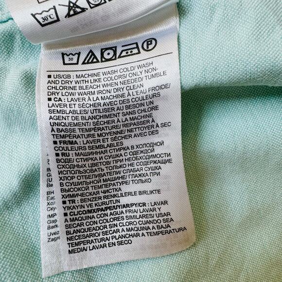 GAP The Modern Oxford Cotton Surf Spray Green Blue Preppy Summer Shirt Sz Small - Picture 11 of 13